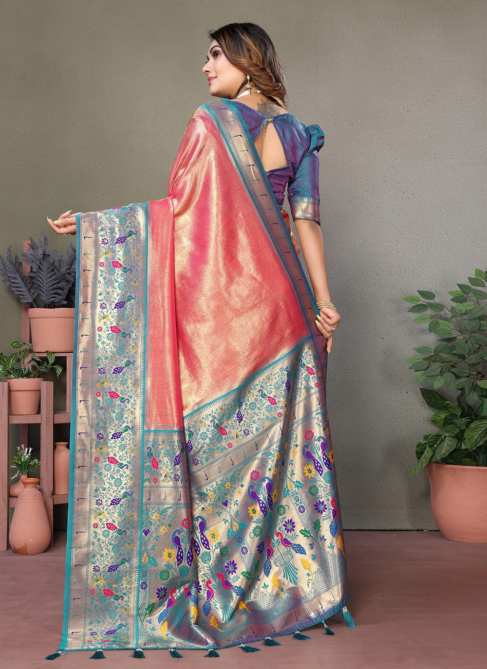Woven Banarasi Silk Red Saree S14700
