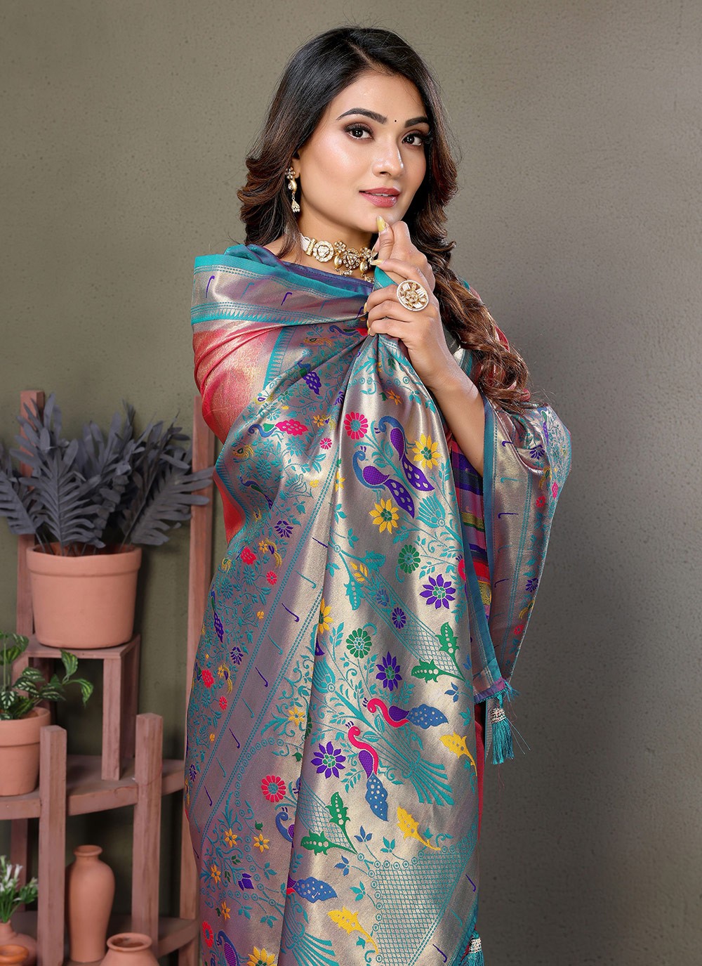 Woven Banarasi Silk Red Saree S14700