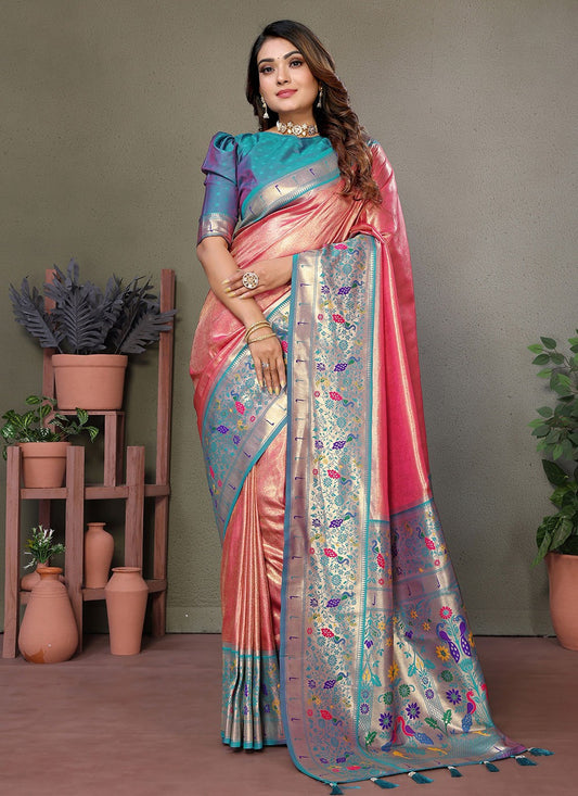 Woven Banarasi Silk Red Saree S14700