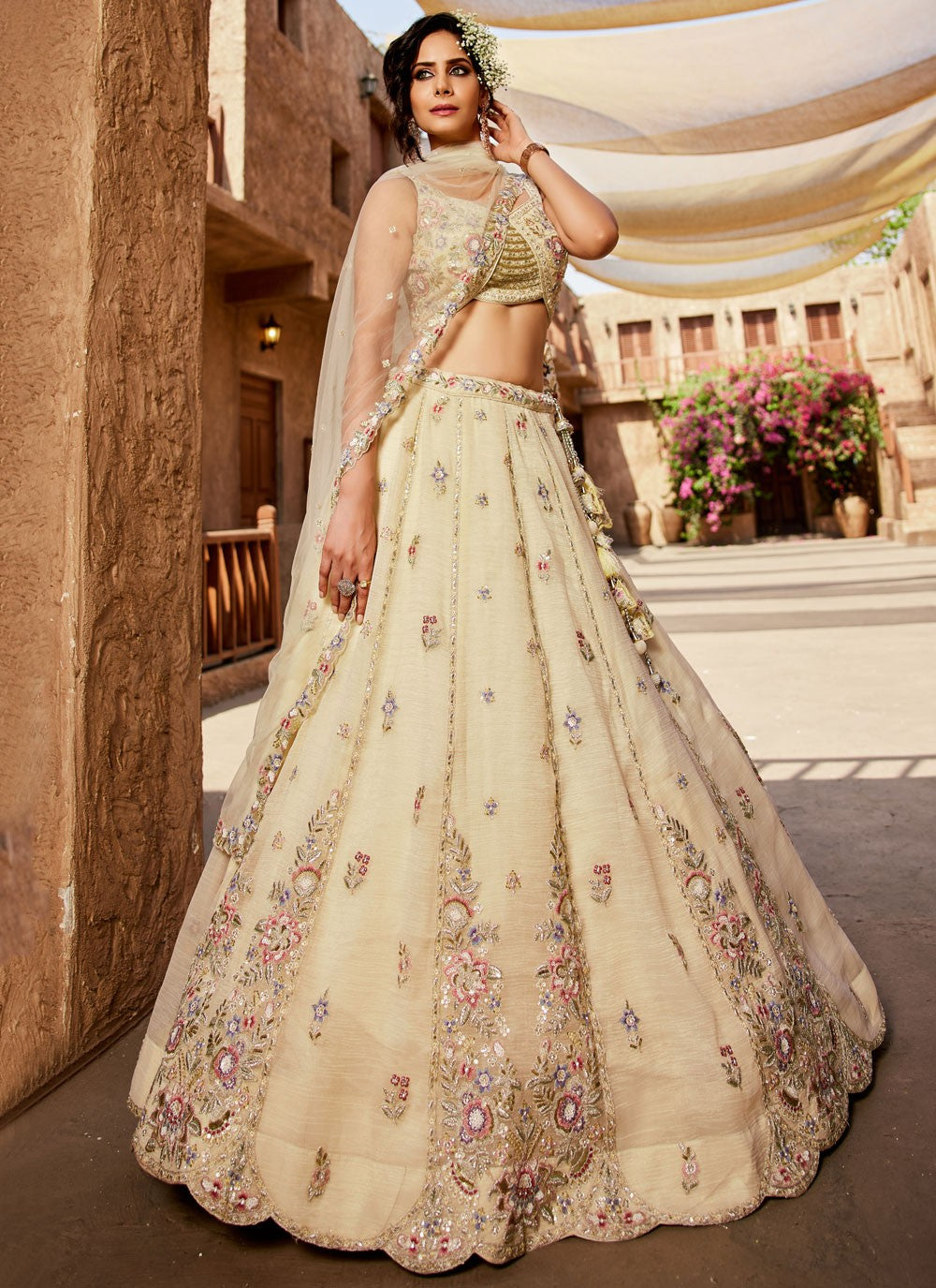 Tissue Engagement, Mehandi & Sangeet, Reception, Wedding A - Line Lehenga L3532