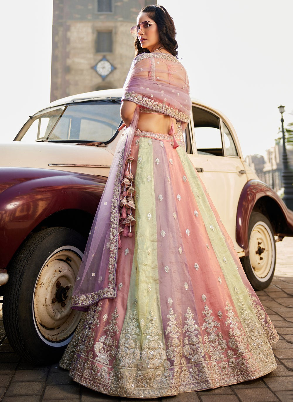 Tissue Engagement, Mehandi & Sangeet, Reception, Wedding A - Line Lehenga L3515