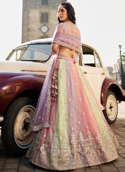 Tissue Engagement, Mehandi & Sangeet, Reception, Wedding A - Line Lehenga L3515