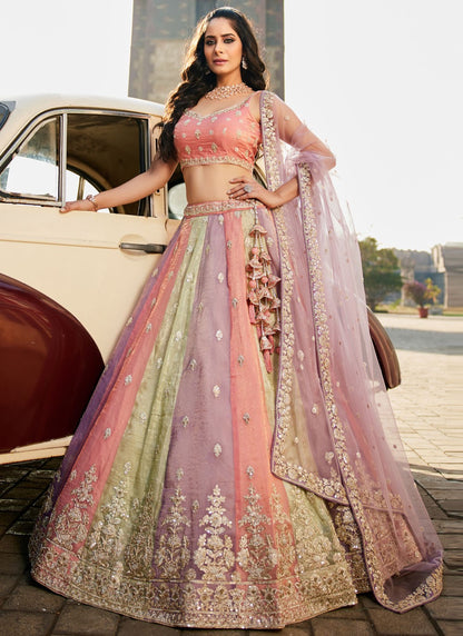 Tissue Engagement, Mehandi & Sangeet, Reception, Wedding A - Line Lehenga L3515