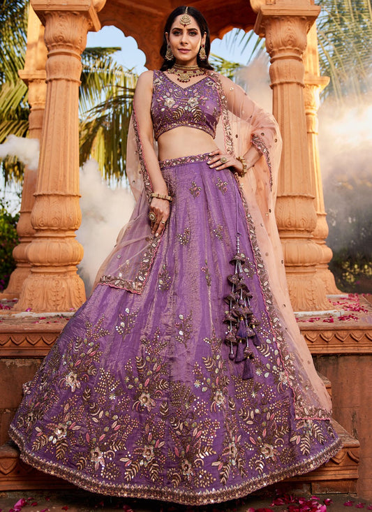 Tissue Engagement, Mehandi & Sangeet, Reception, Wedding A - Line Lehenga L3562