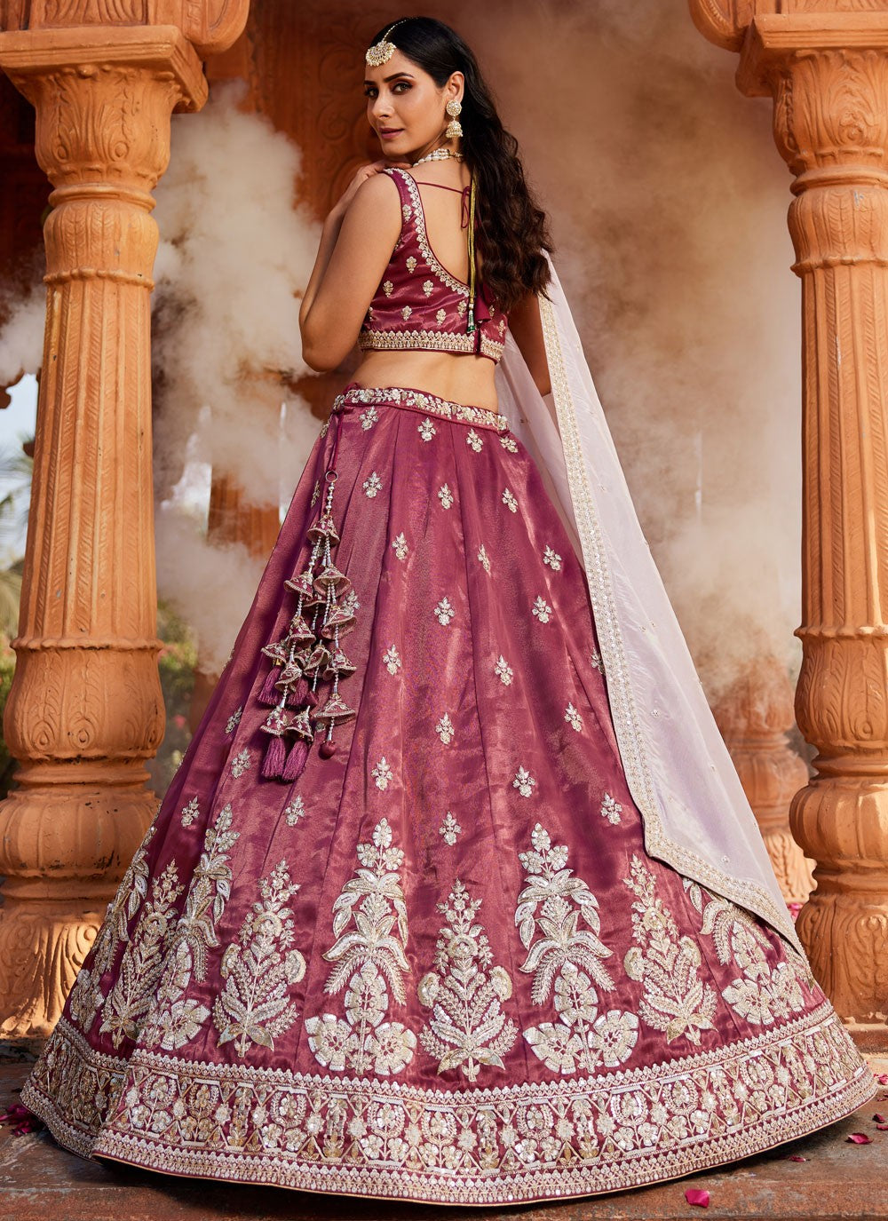 Tissue Engagement, Mehandi & Sangeet, Reception, Wedding A - Line Lehenga L3527