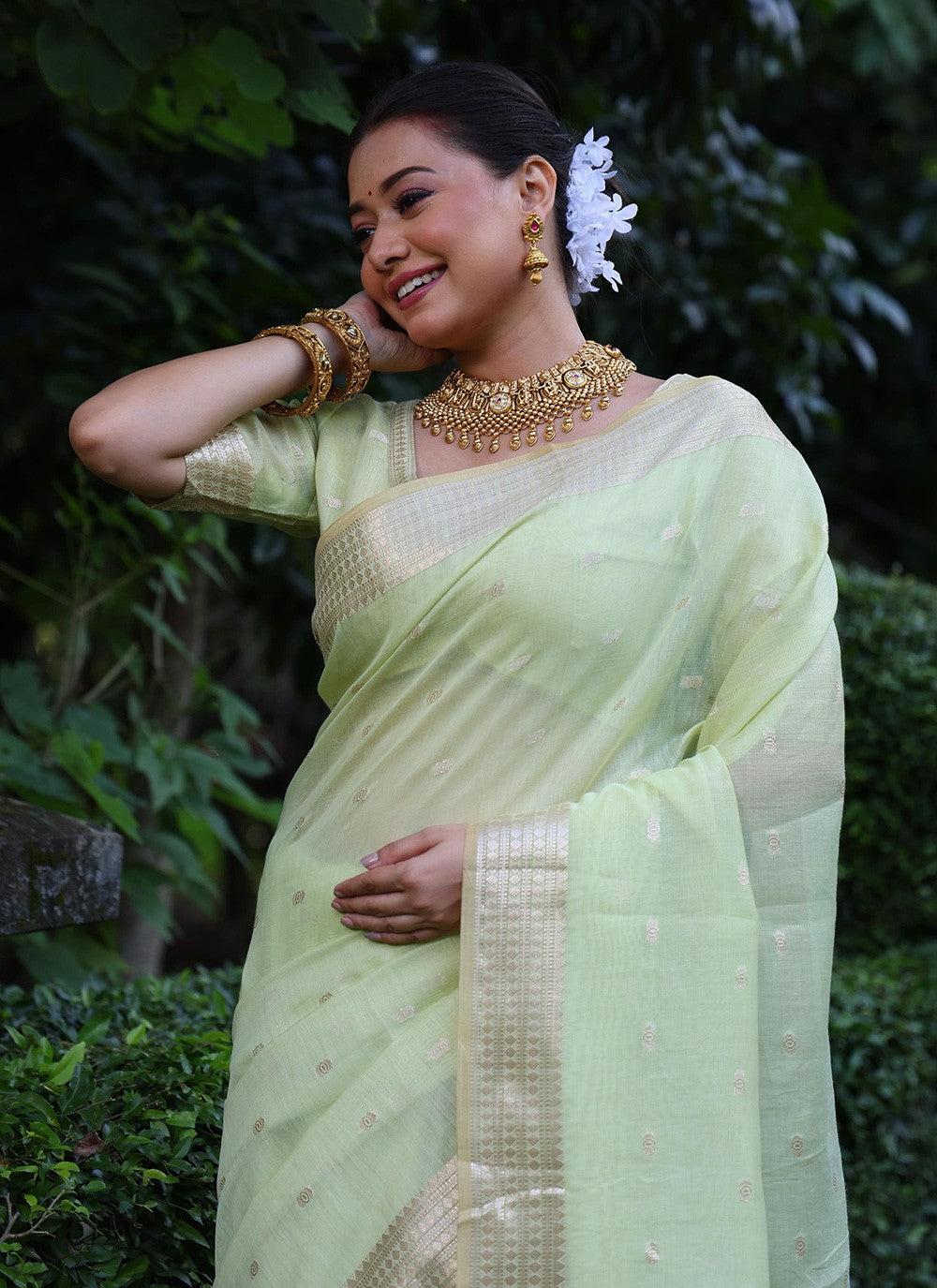 Weaving Zari Silk Green Saree S14317