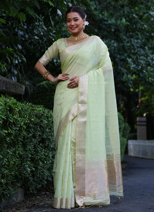 Weaving Zari Silk Green Saree S14317