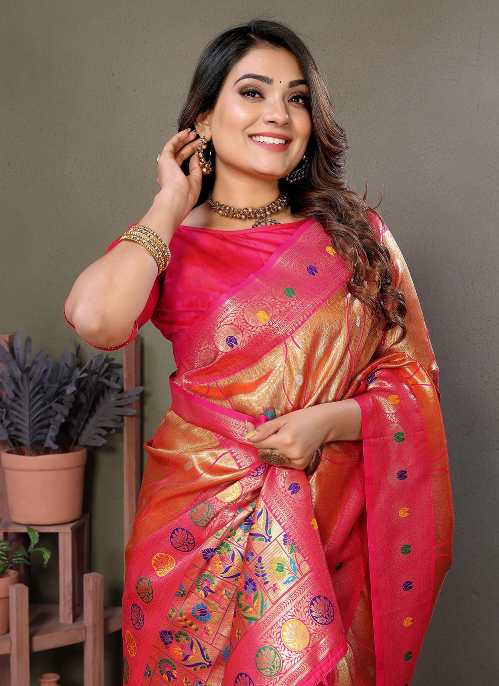 Woven Banarasi Silk Orange Saree S14786