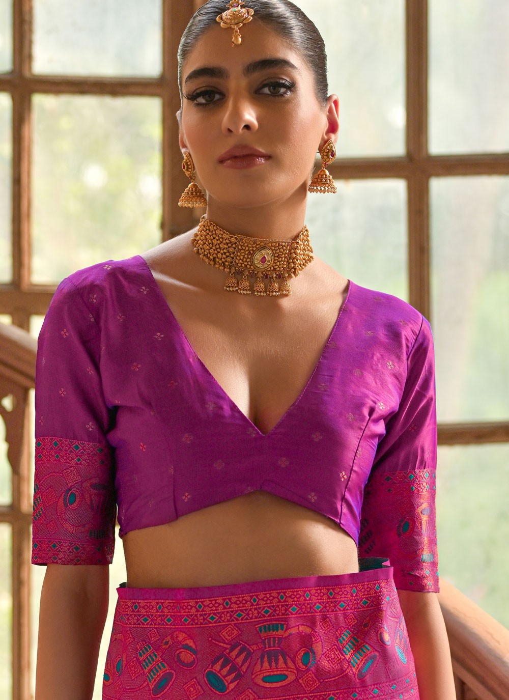 Traditional Saree Woven Firozi Banarasi Silk S13054