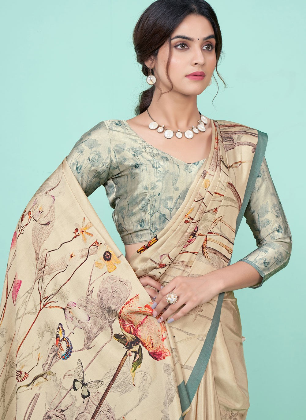 Classic Digital Print Pure Crepe Saree - S7781