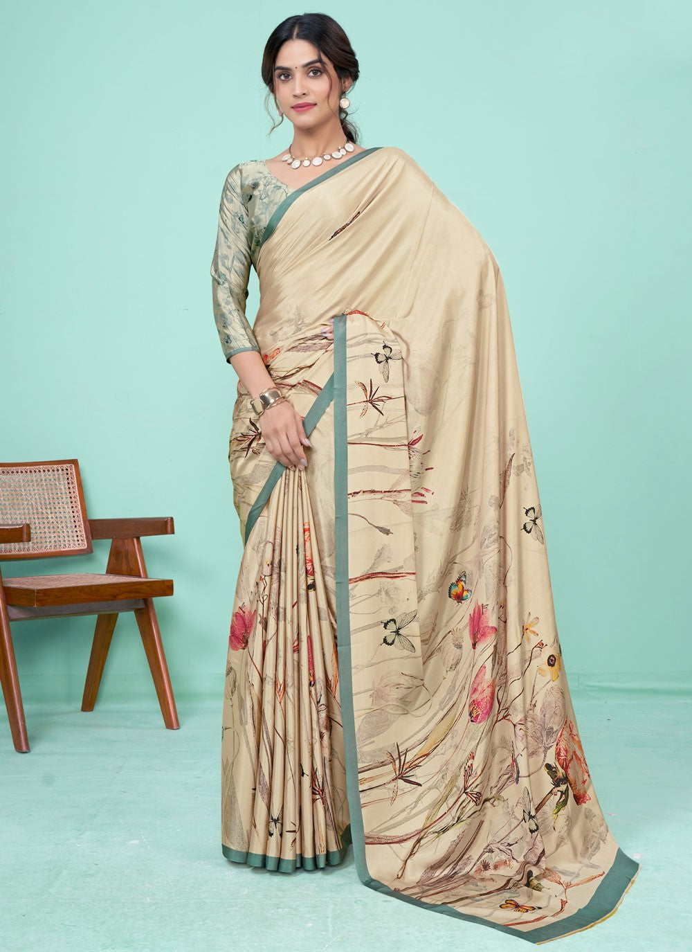 Classic Digital Print Pure Crepe Saree - S7781