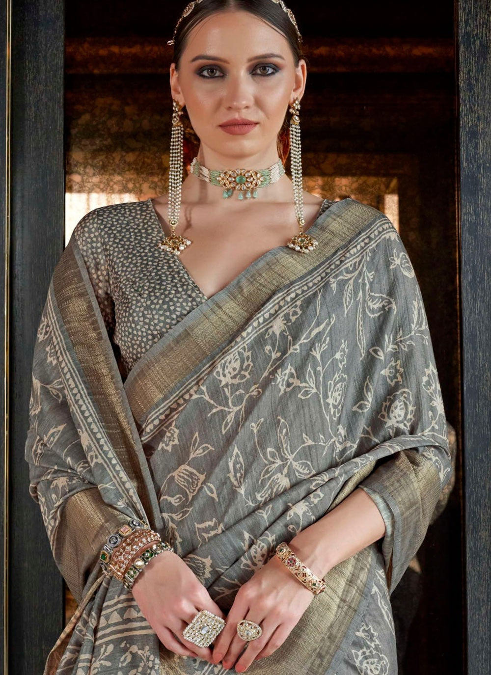 Classic Digital Print Silk Saree - S8418