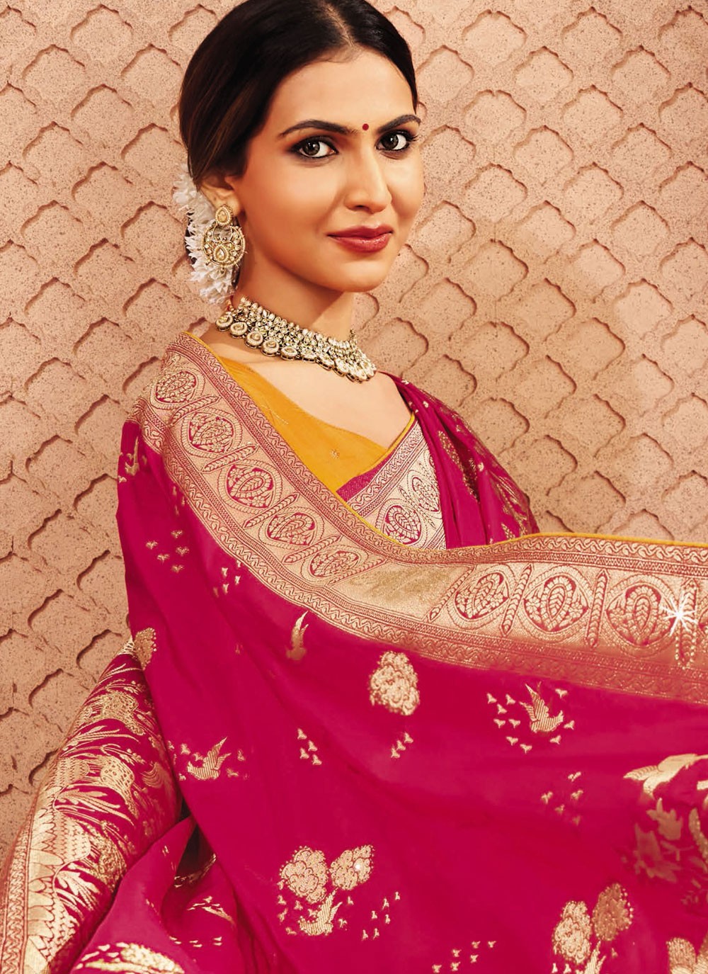 Pink Silk Traditional Saree Embroidered, Patch Border S20171