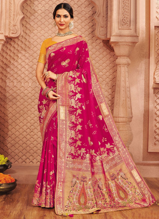 Pink Silk Traditional Saree Embroidered, Patch Border S20171
