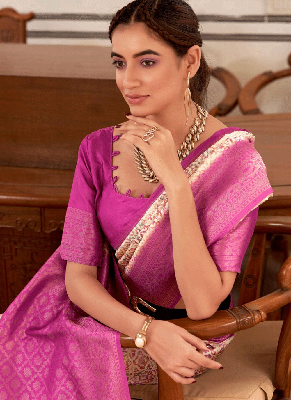 Classic Fancy Work Naylon Saree - S6349
