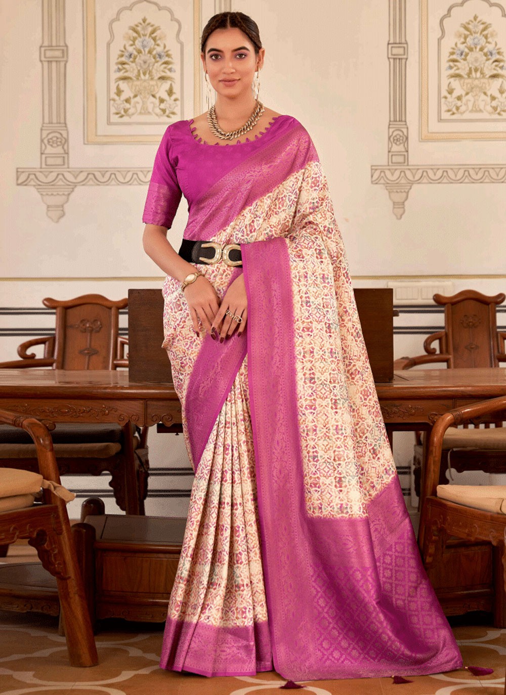 Classic Fancy Work Naylon Saree - S6349