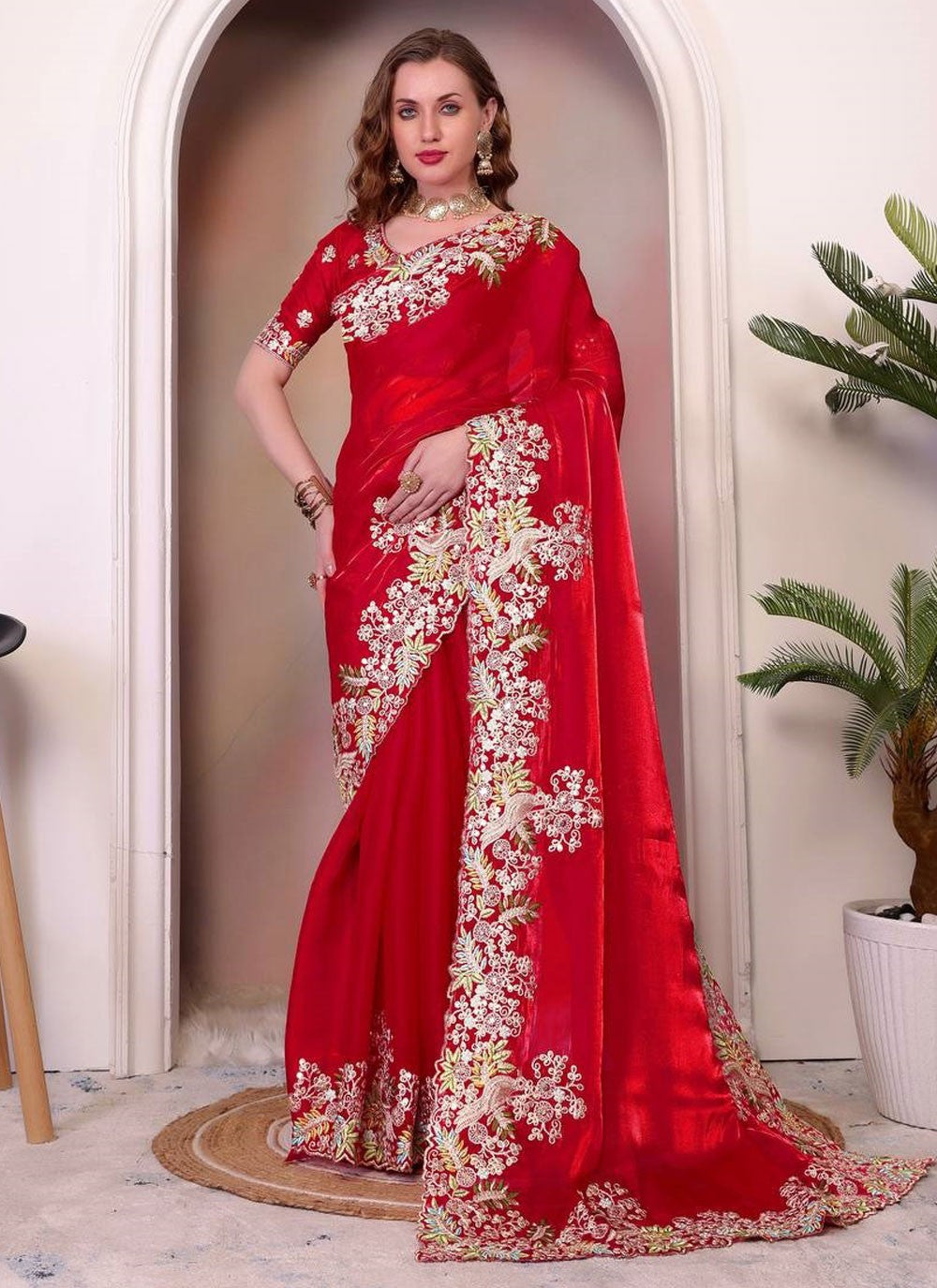 Traditional Border Work Red Jimmy Chu S12946