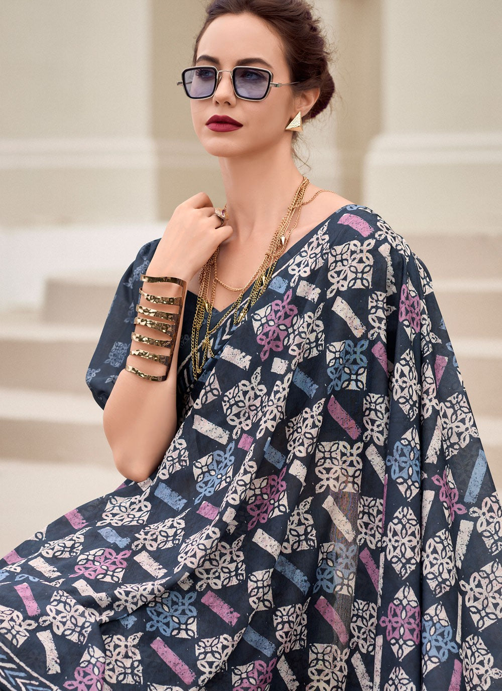 Classic Printed Silk Saree - S8140