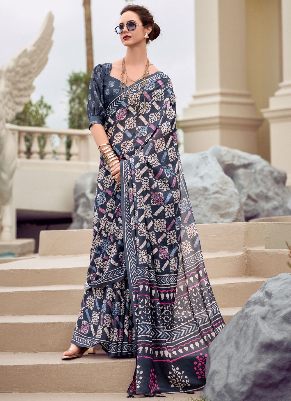 Classic Printed Silk Saree - S8140