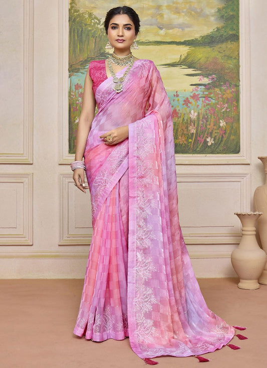 Pink Silk Traditional Saree Printed S20251