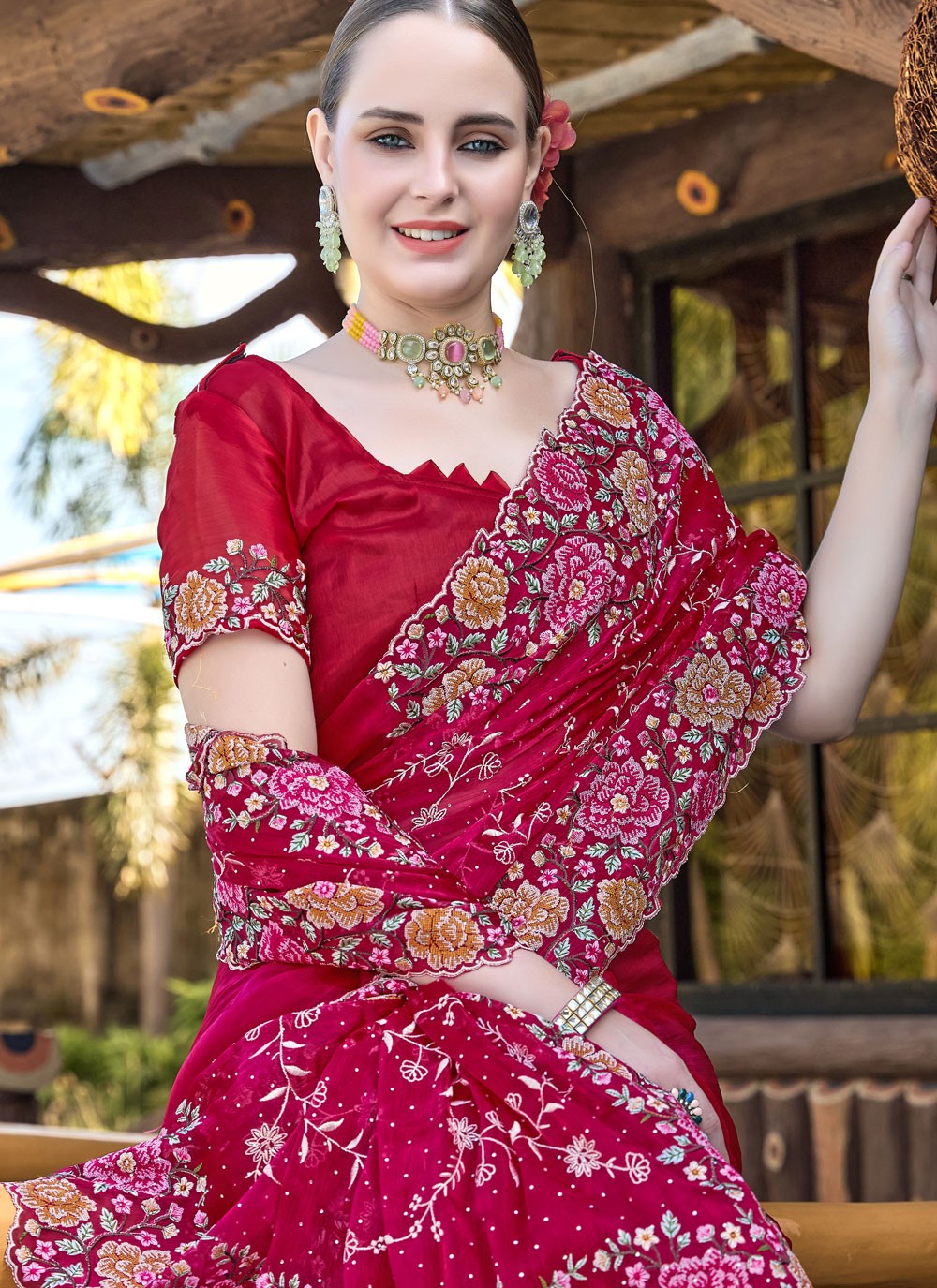 Classic Embroidered Jimmy Chu Saree - S9427