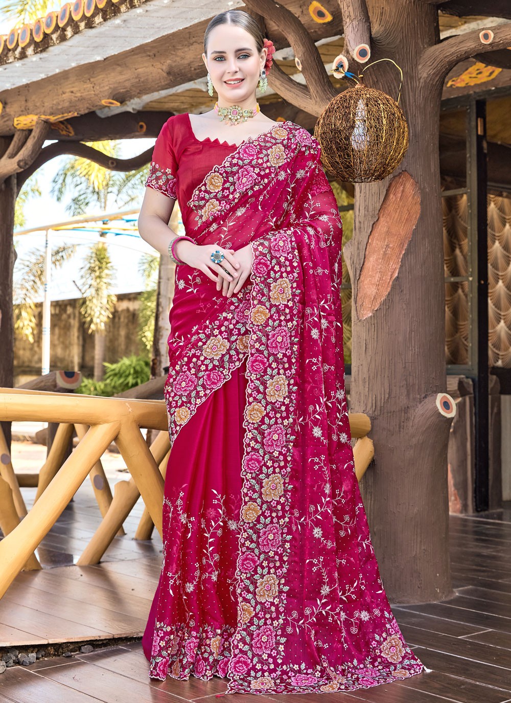Classic Embroidered Jimmy Chu Saree - S9427