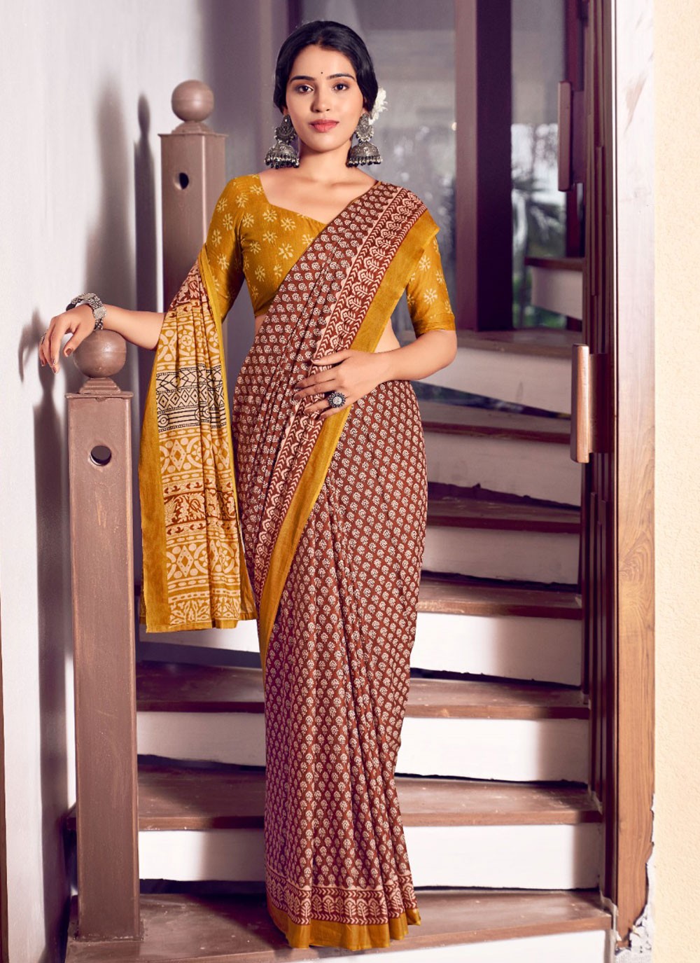 Printed Cotton Saree - S11696