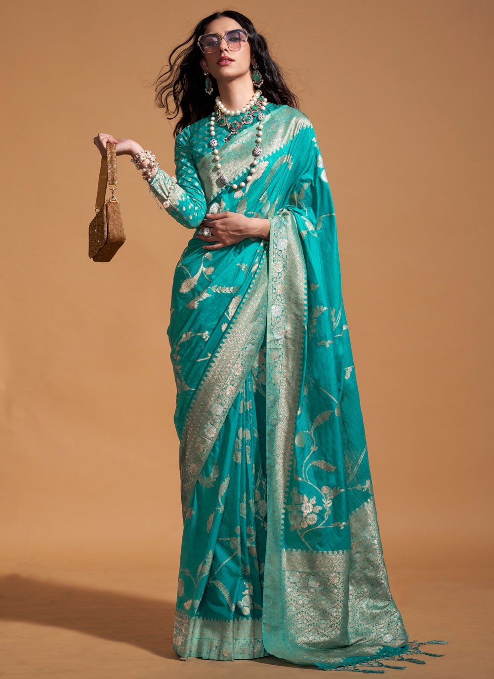Classic Weaving Zari Pure Georgette Saree - S8104