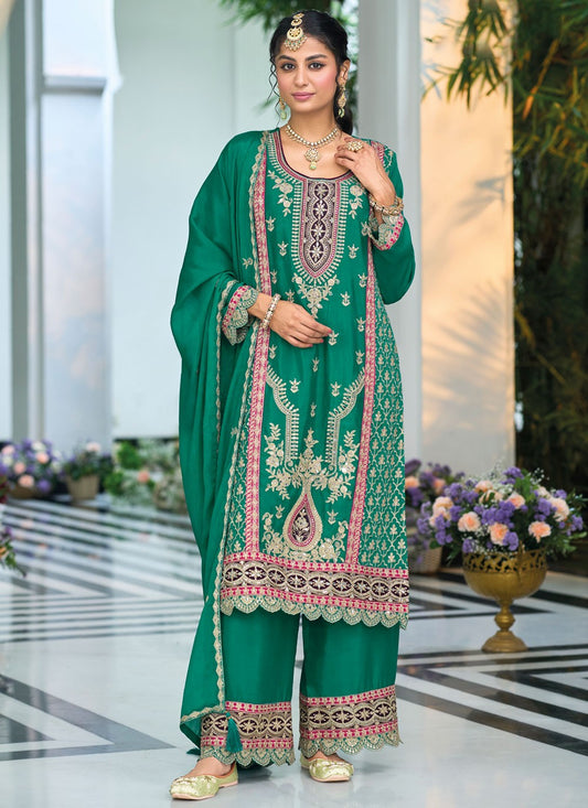 Salwar Suit Embroidered Rama Chinon T5511