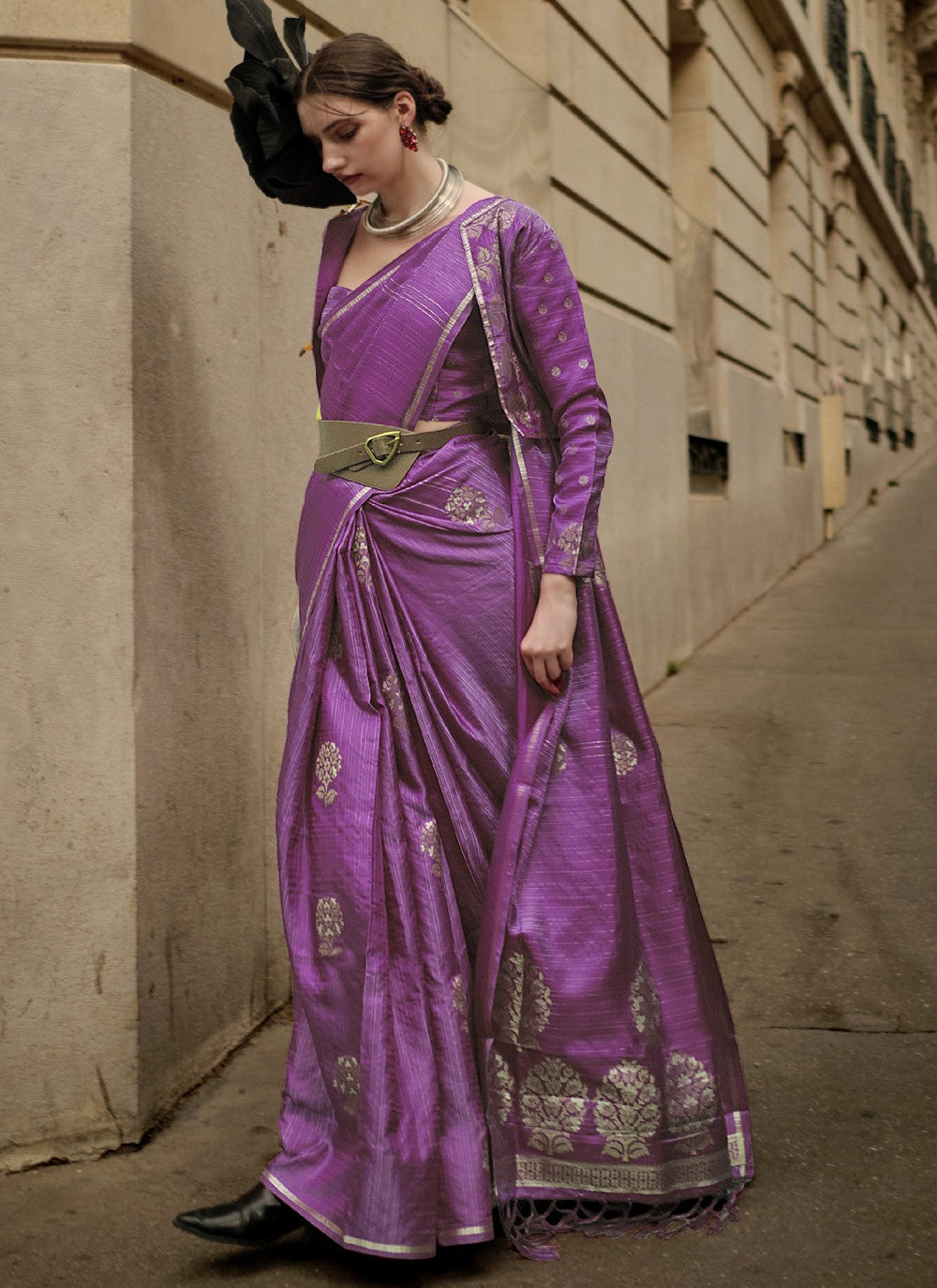 Trendy Weaving Zari Satin Saree - S3598