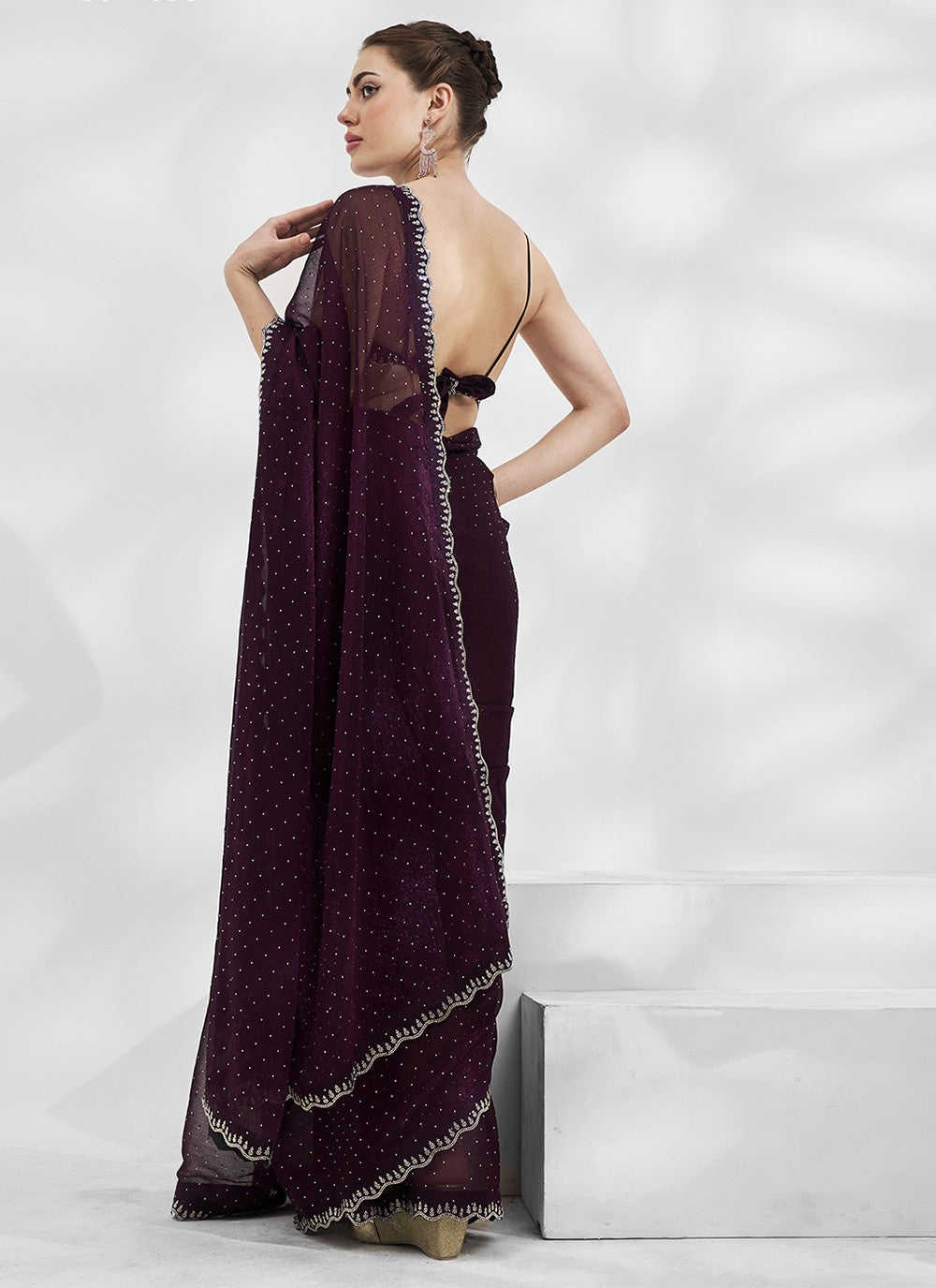 Trendy Swarovski Chiffon, Shimmer Saree - S5240
