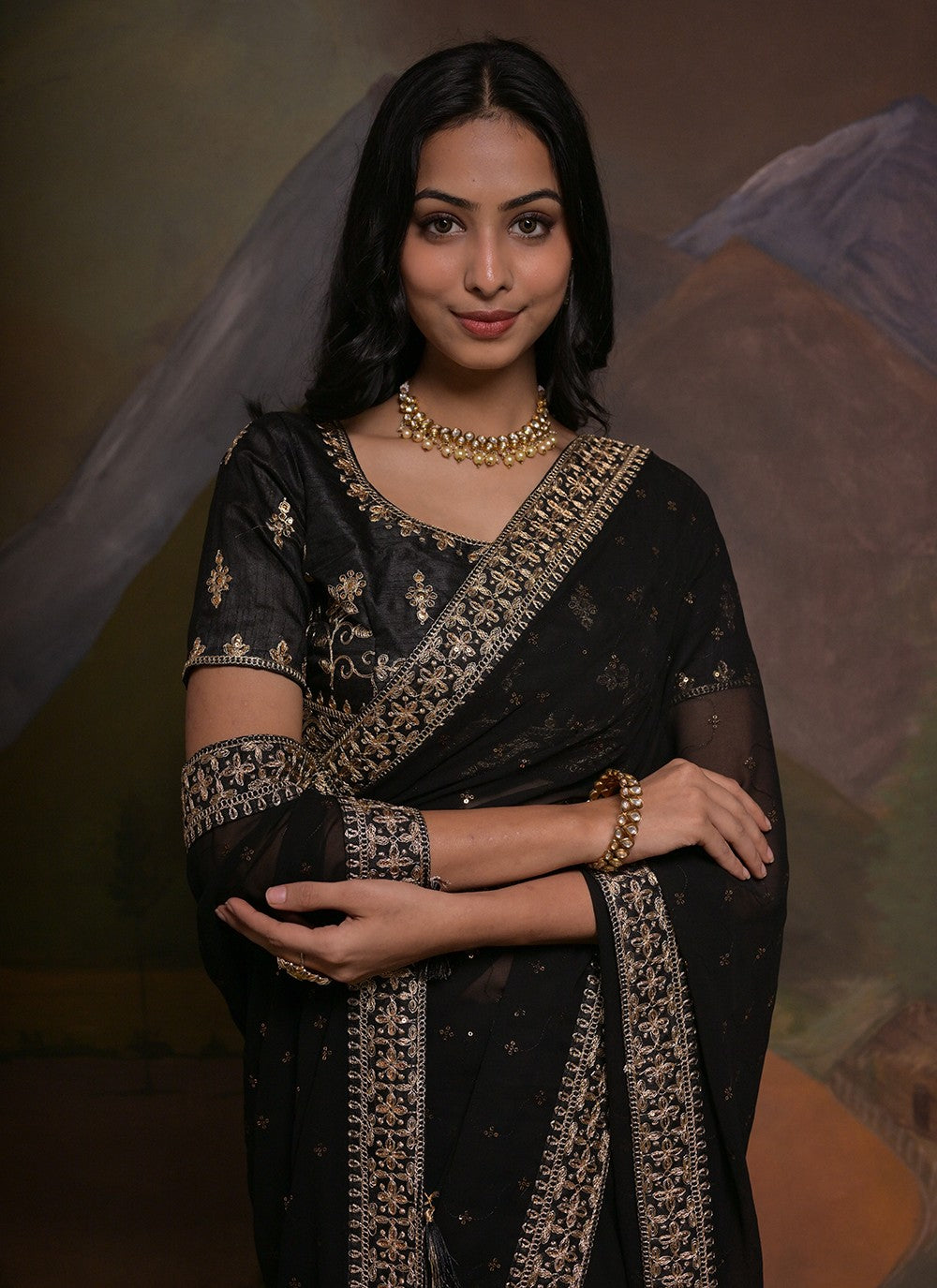 Classic Cord Georgette Saree - S5348