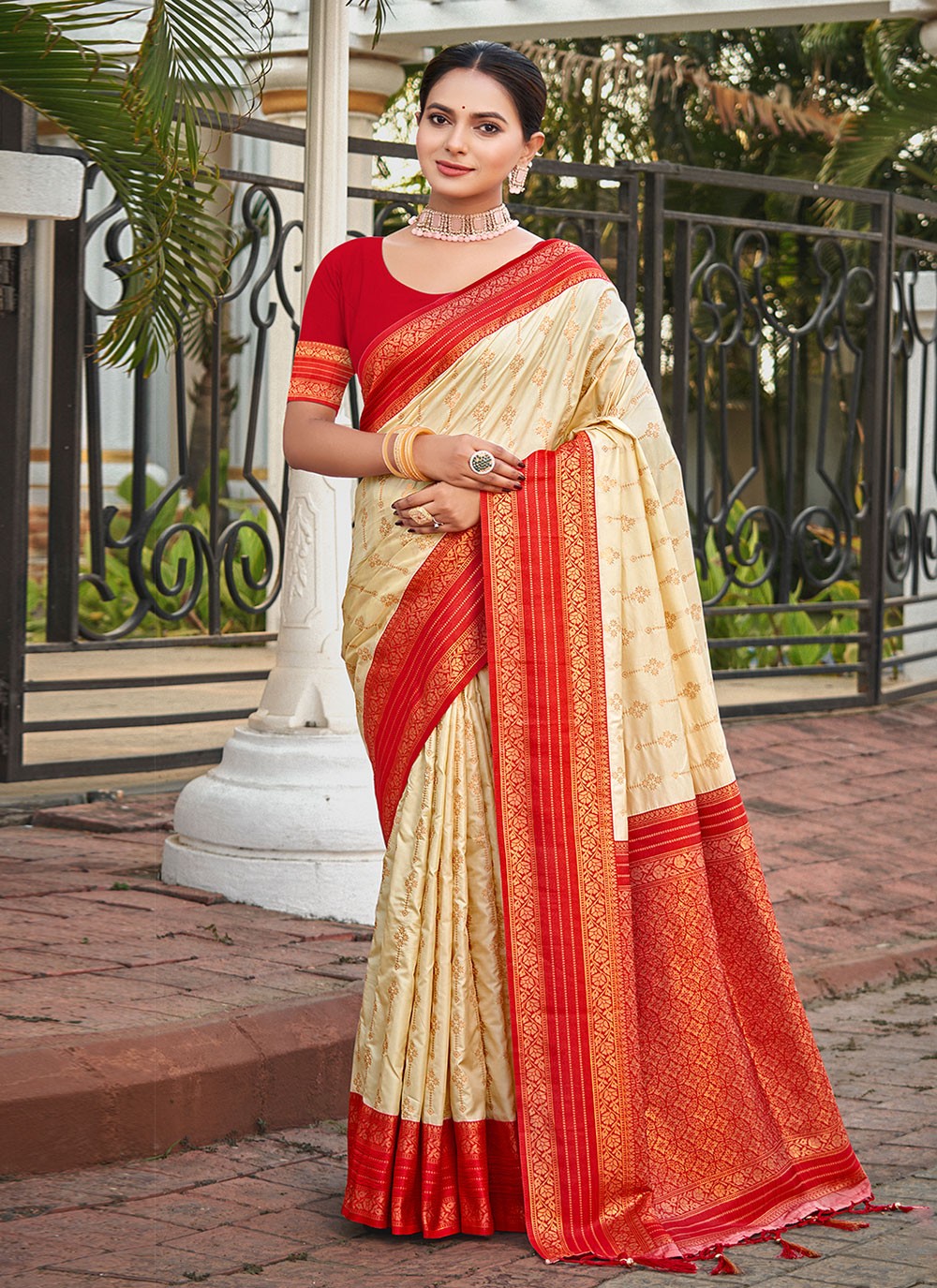 Traditional Border Work Silk Saree - S6846