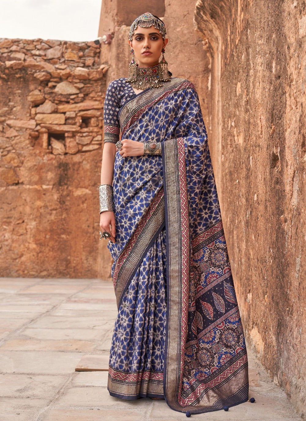 Trendy Printed Silk, Viscose Saree - S8470