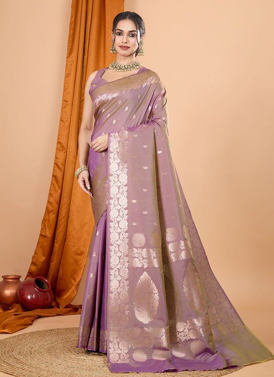 Woven Banarasi Silk Pink Trendy Saree S15069