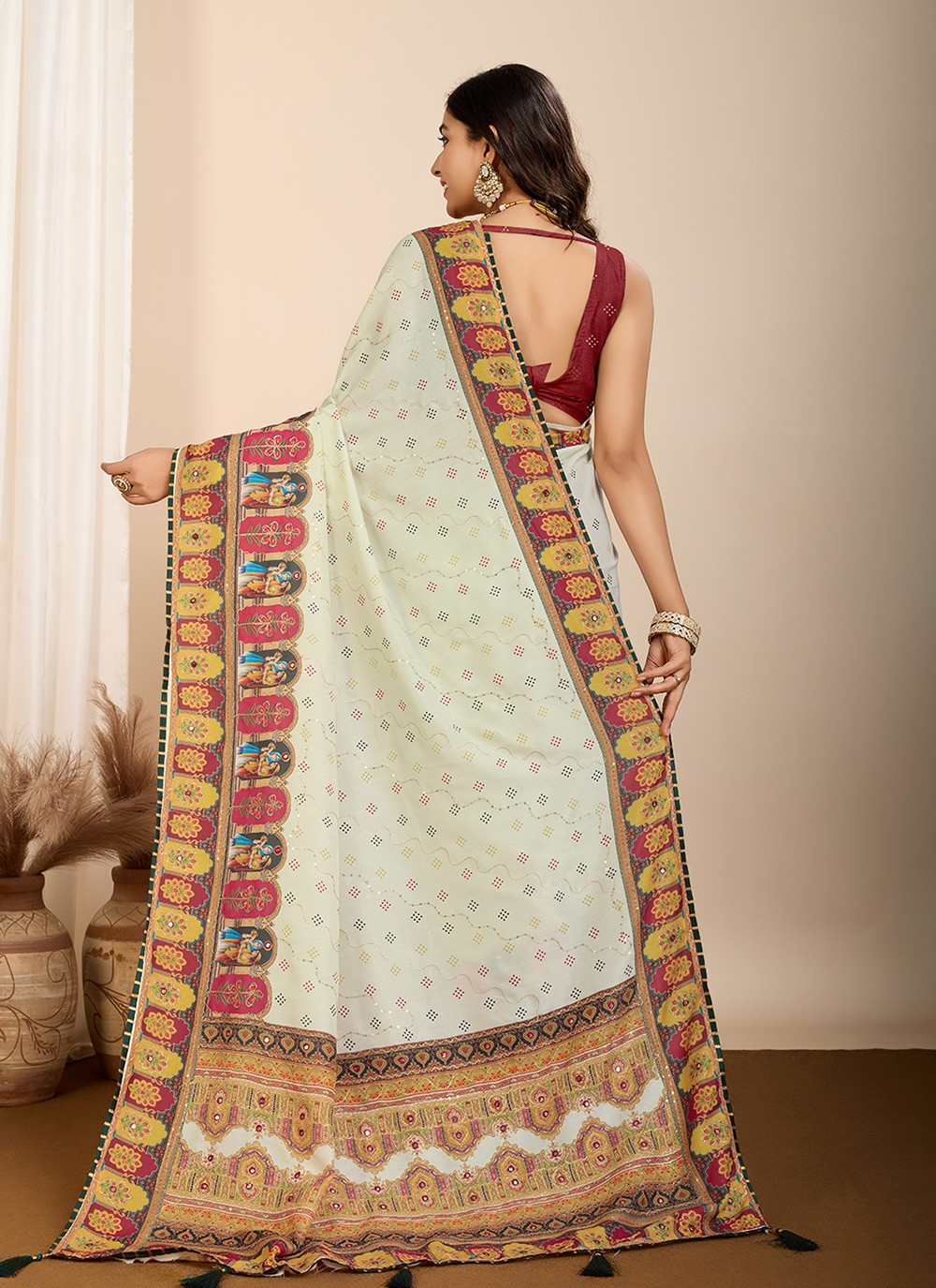 Trendy Saree Digital Print Yellow Cotton Saree S13480