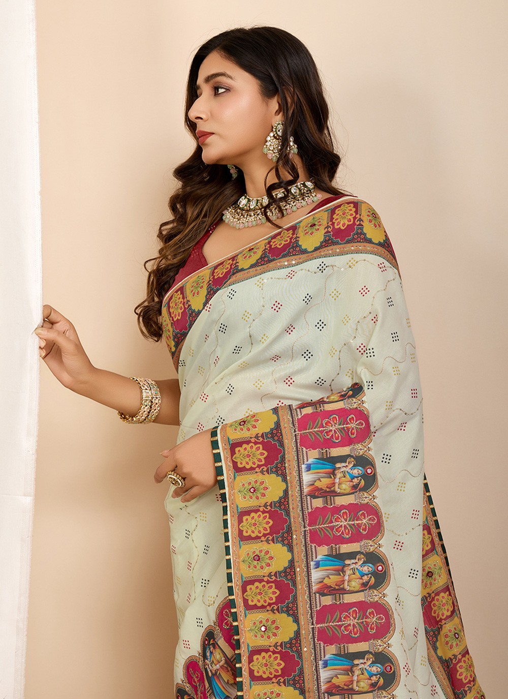 Trendy Saree Digital Print Yellow Cotton Saree S13480