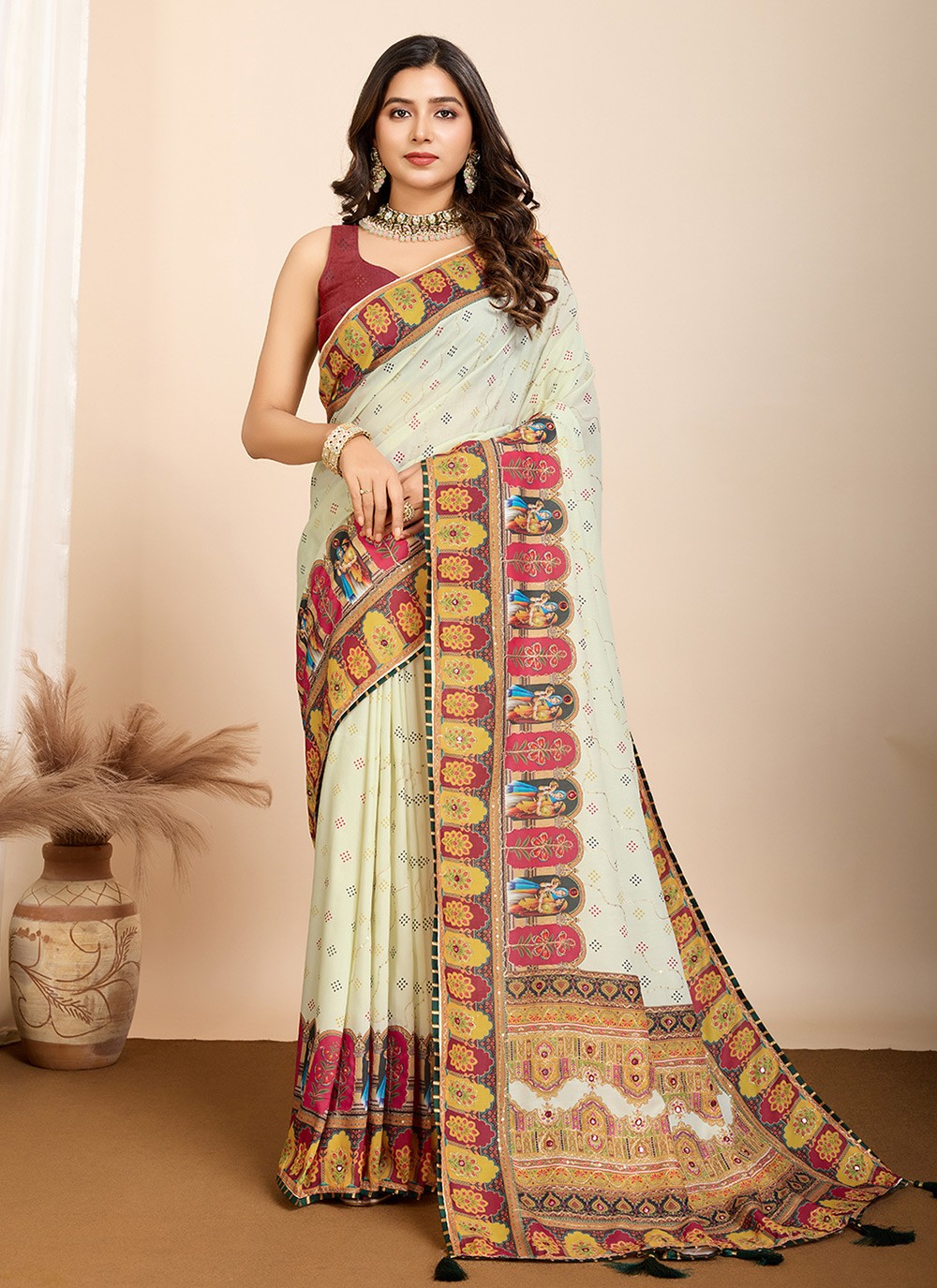 Trendy Saree Digital Print Yellow Cotton Saree S13480