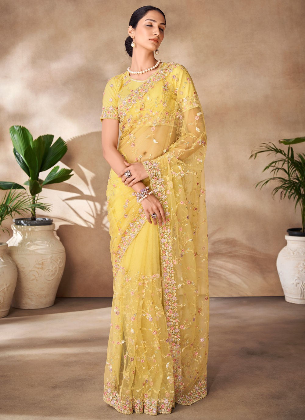 Classic Sequins Net Saree - S6568