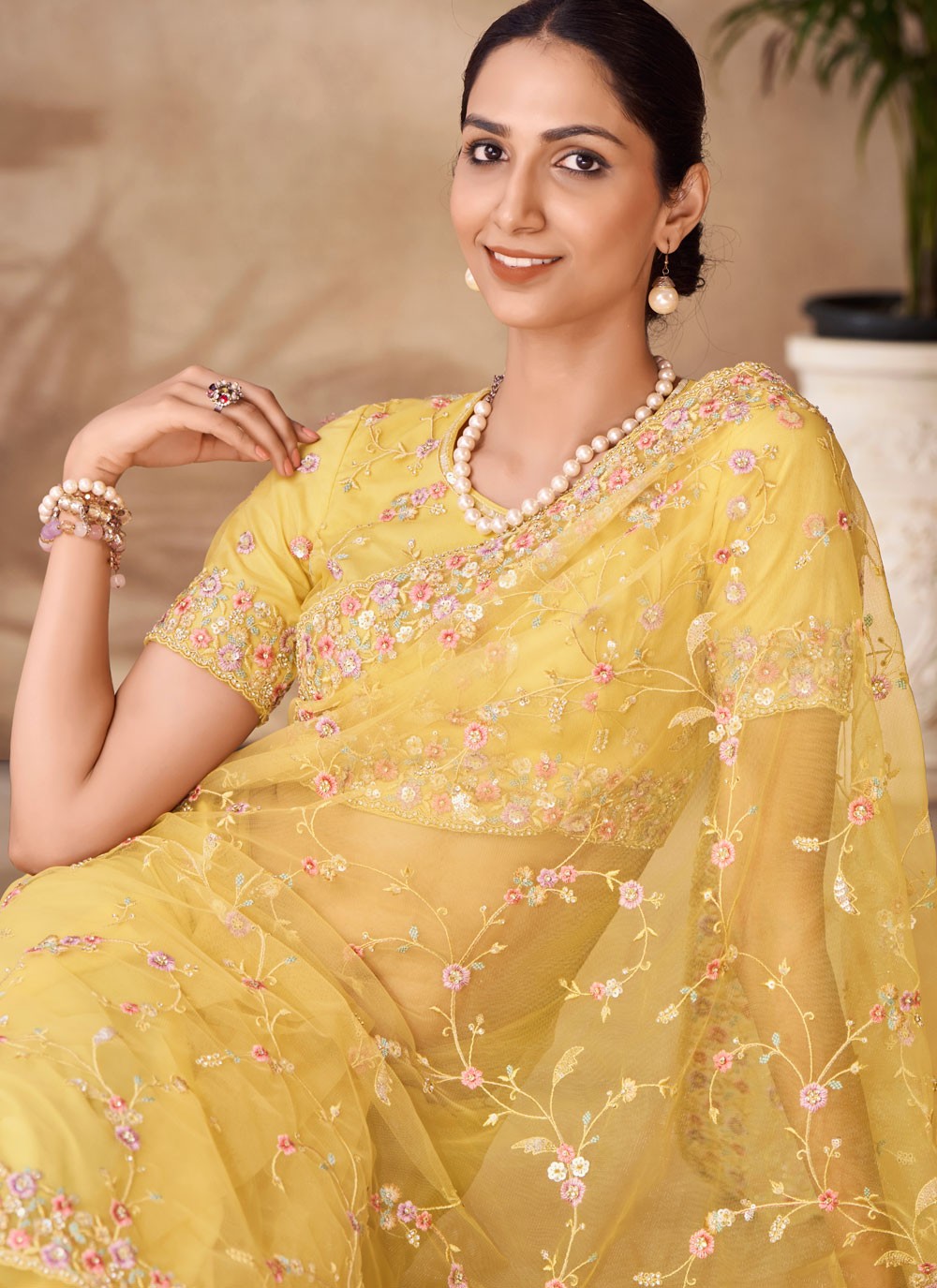 Classic Sequins Net Saree - S6568
