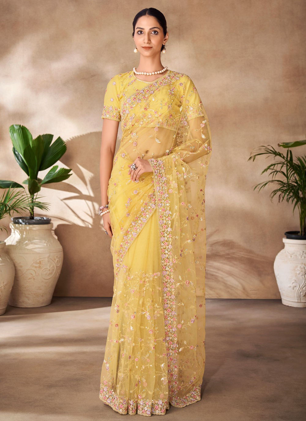 Classic Sequins Net Saree - S6568