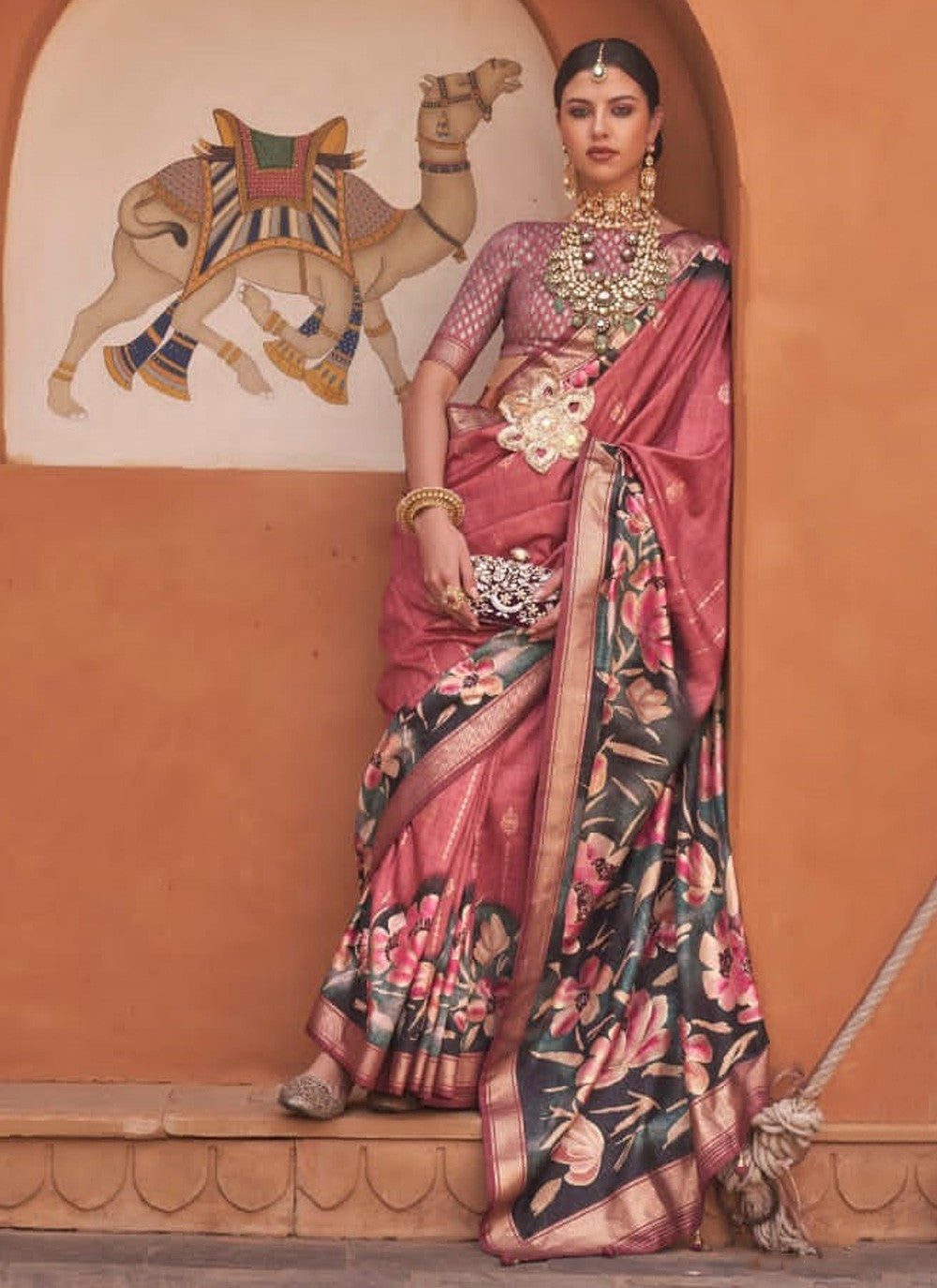 Classic Digital Print Silk Saree - S3898