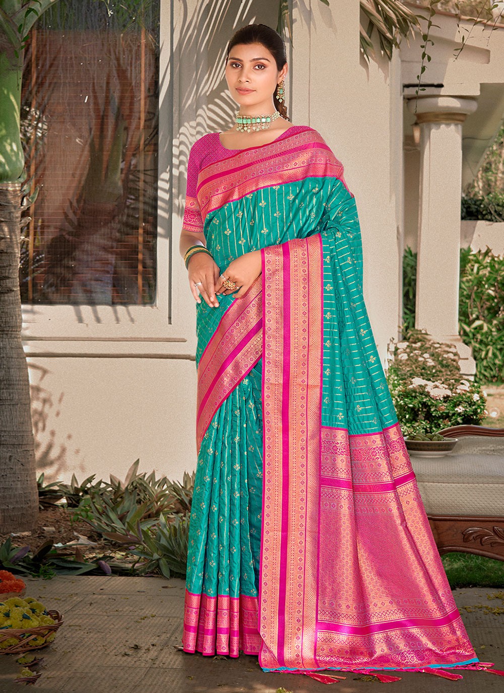 Classic Border Work Silk Saree - S6840
