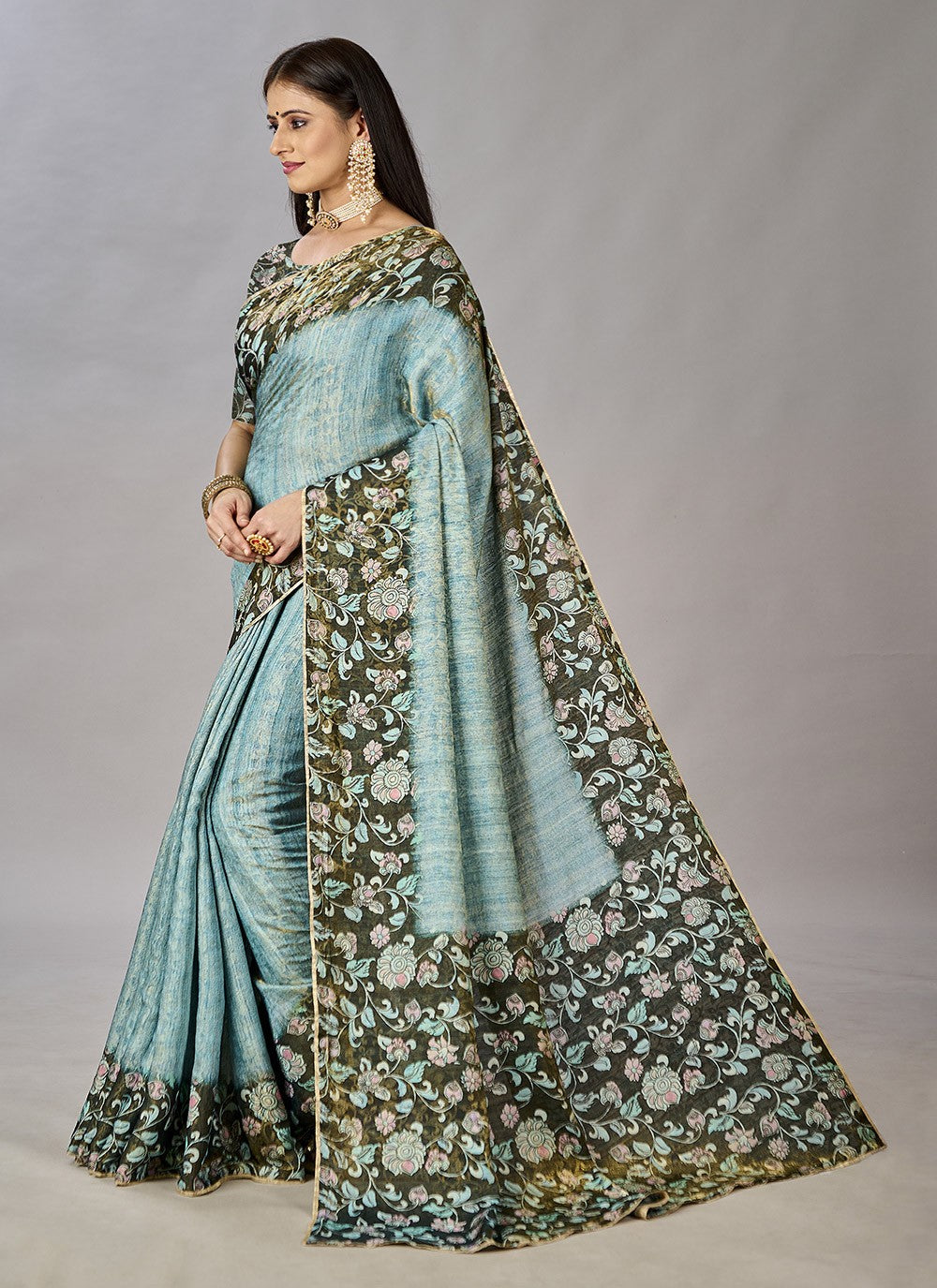 Classic Digital Print Jacquard Silk Saree - S3384