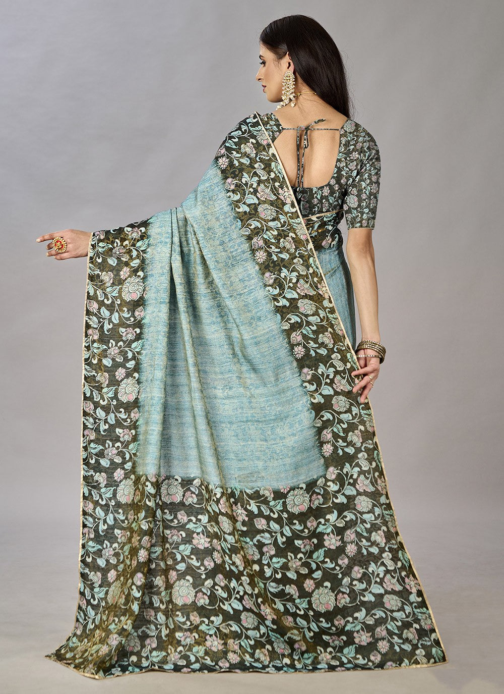 Classic Digital Print Jacquard Silk Saree - S3384