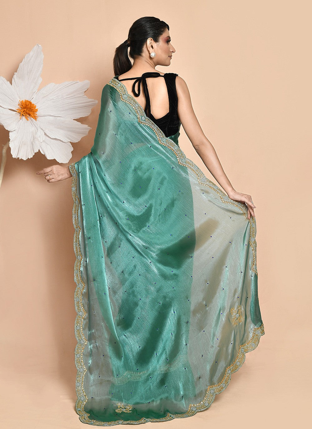 Classic Hand Embroidery Jimmy Chu Saree - S9269