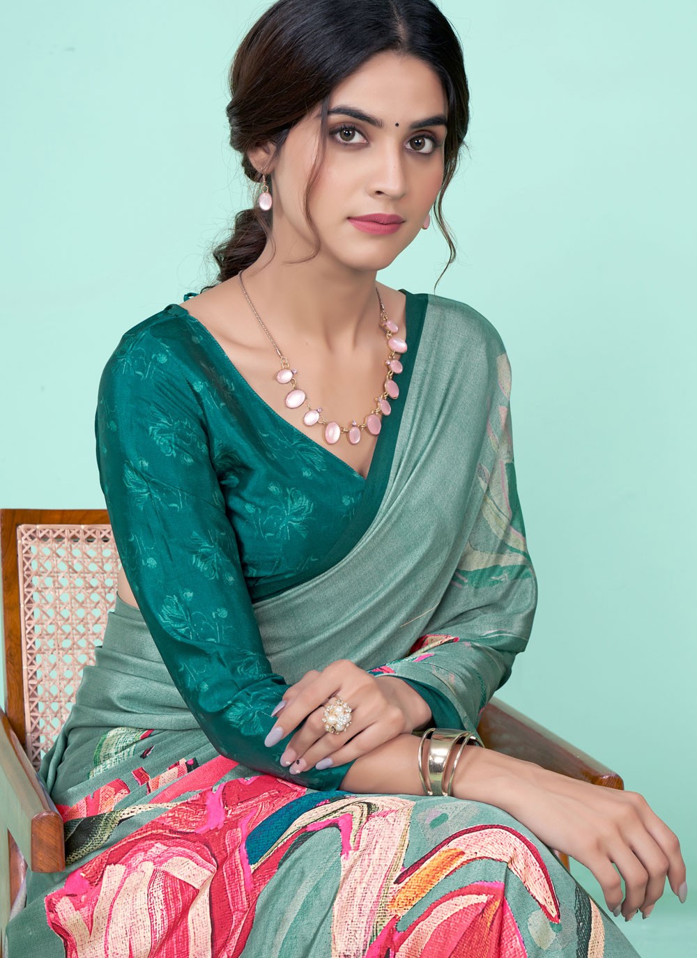 Classic Digital Print Pure Crepe Saree - S7781