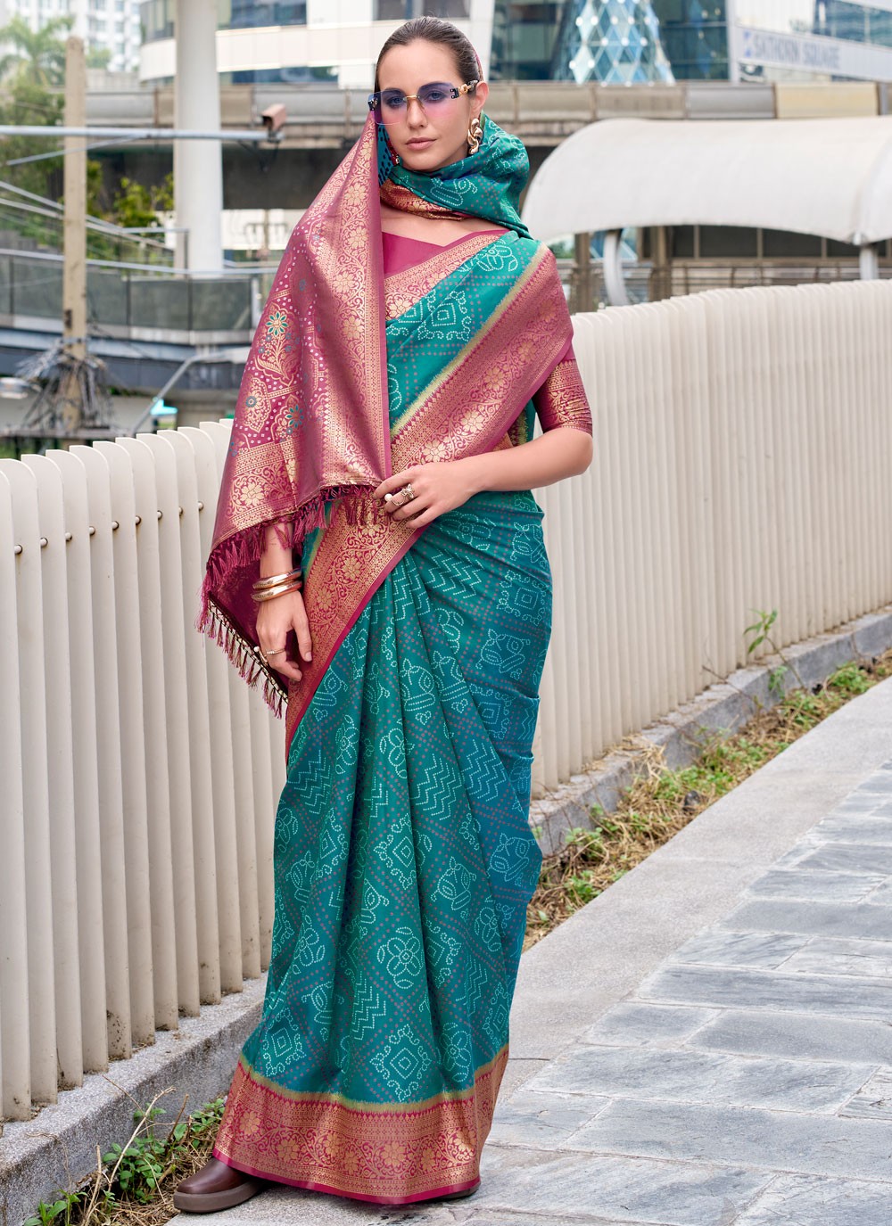 Turquoise Silk Trendy Saree Weaving Zari S18078