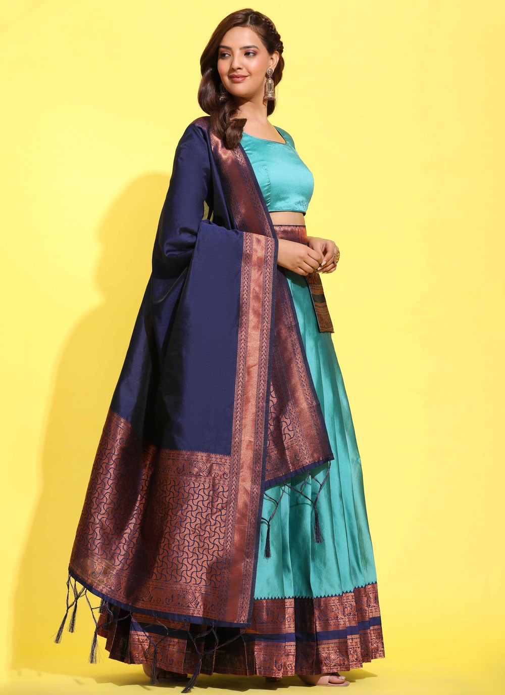 Woven Silk A - Line Lehenga - L2491