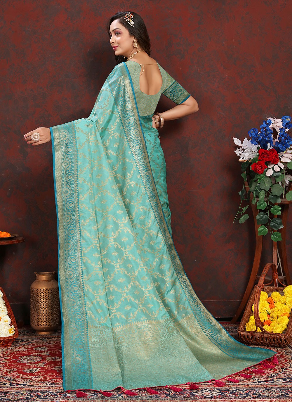 Classic Weaving Zari Katan Silk Saree - S6184